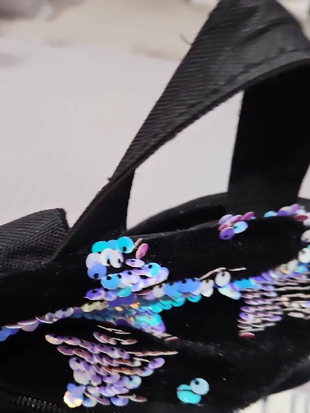 Justice Black Backpack with Iridescent Sequin Stars